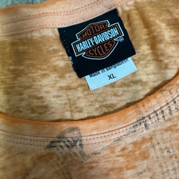 Harley-Davidson Nassau orange   and Black Logo with rhinestones Tee size xl - Picture 3 of 4
